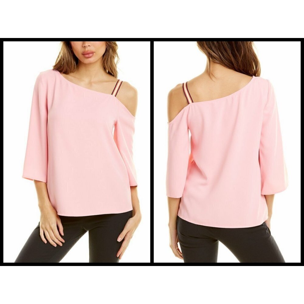 💕TRINA TURK💕 Superior Top ~ Asymmetrical One Shoulder Crepe Pink Small S NWT